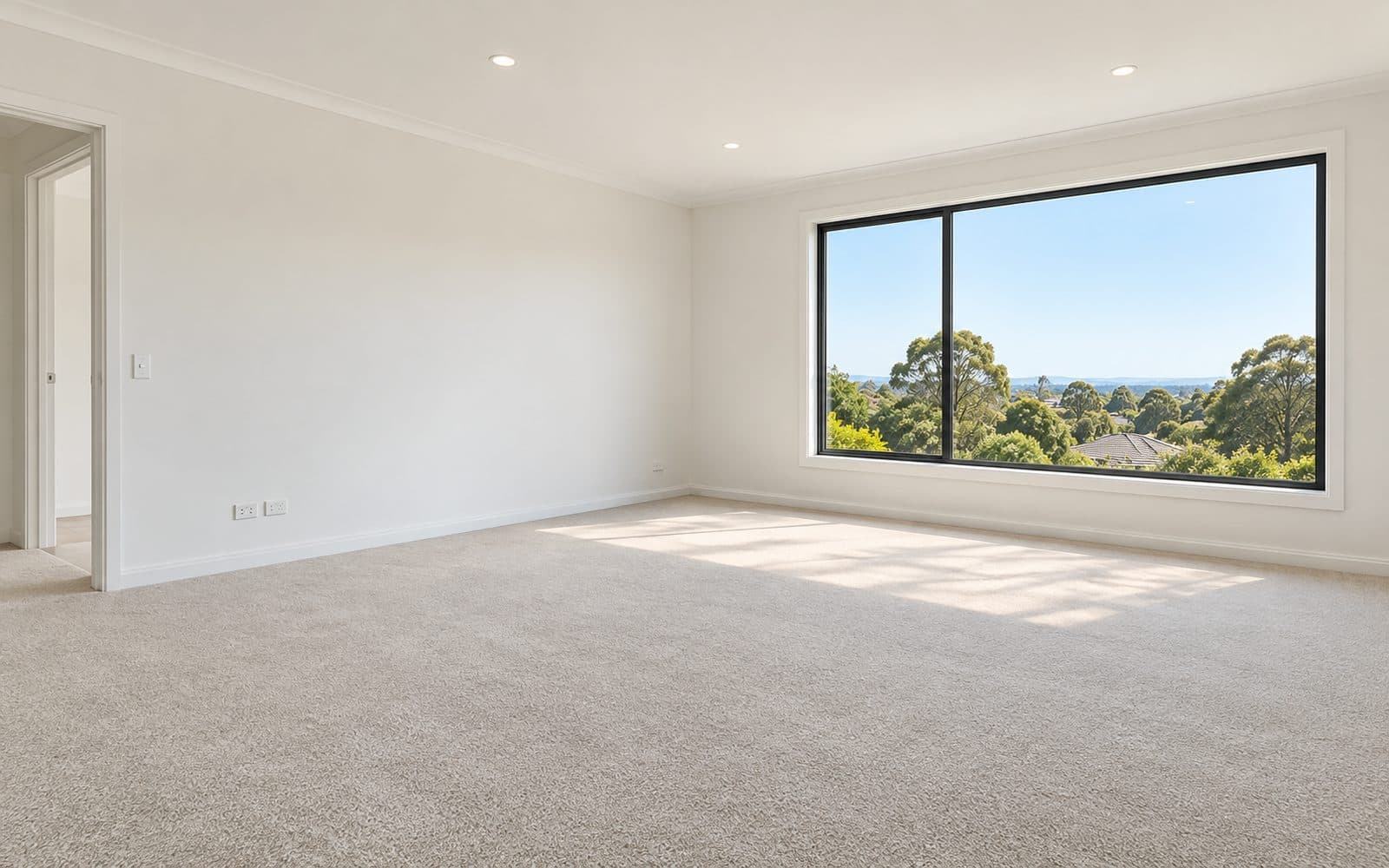 Bright empty room with a large window, used as the starting point for a visualiser demo